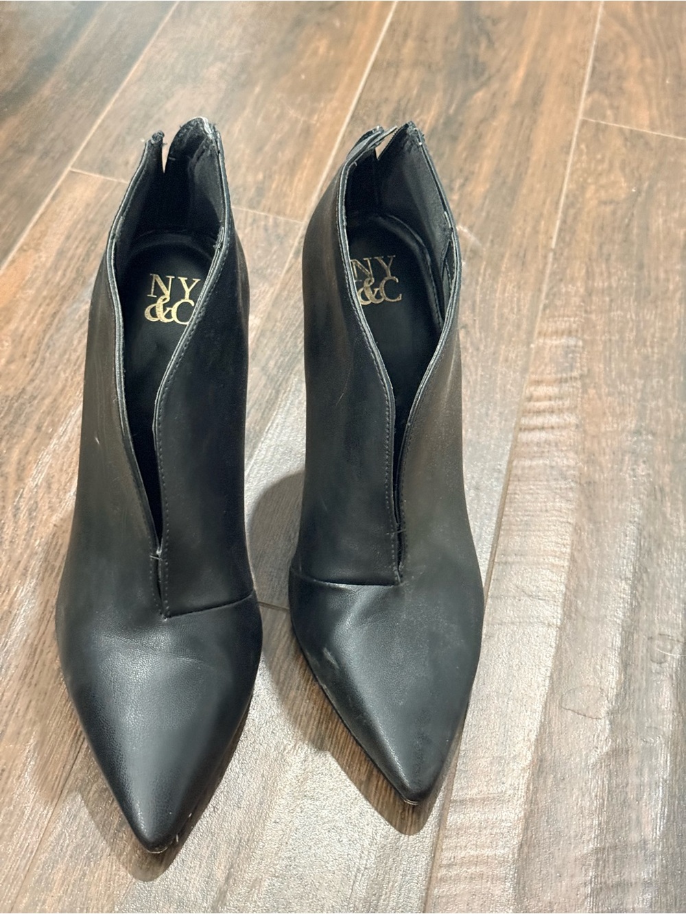 New York & Company Black Pointed V-Cut Ankle Boots - Picture 6 of 6